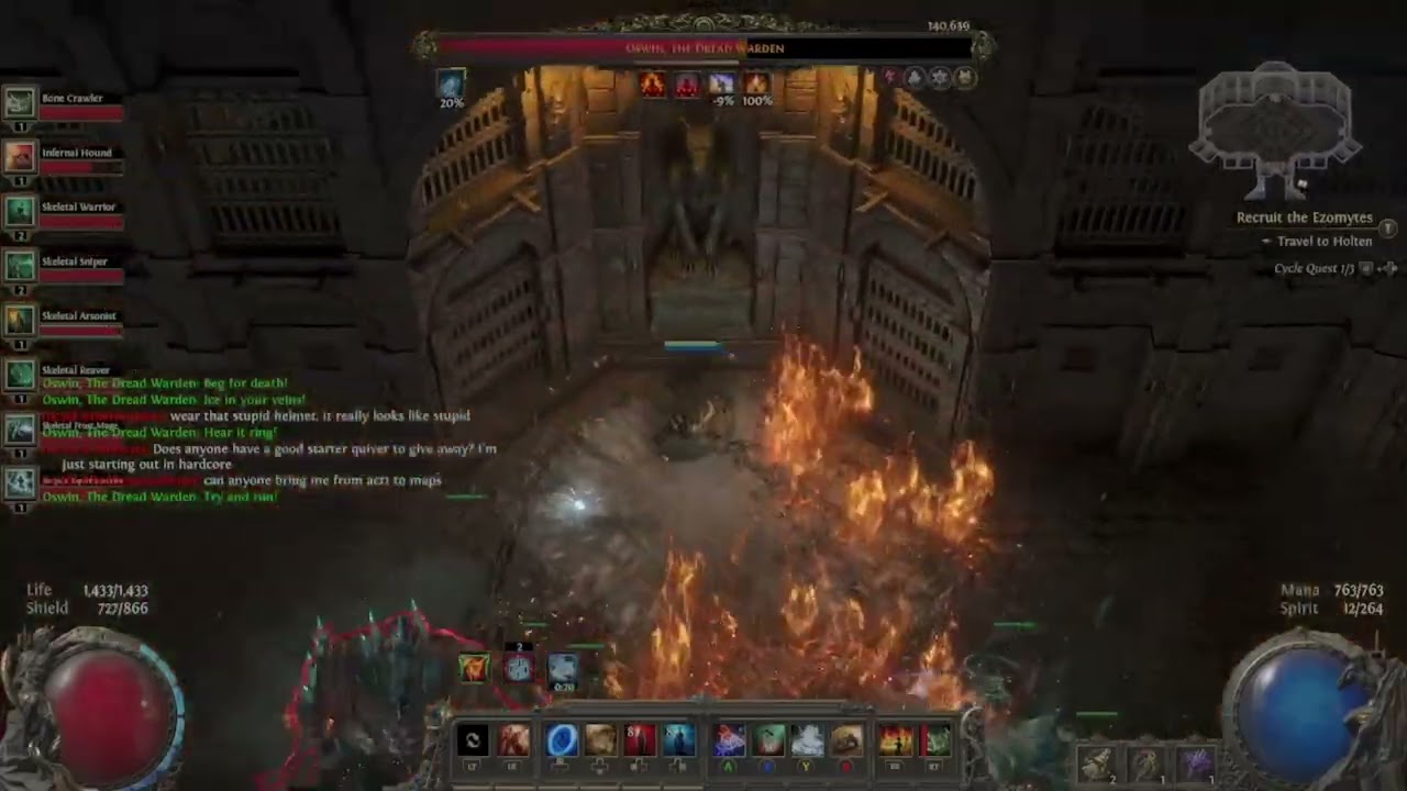 Path of Exile 2 - Hardcore Minion Infernalist vs. Oswin, The Dread Warden