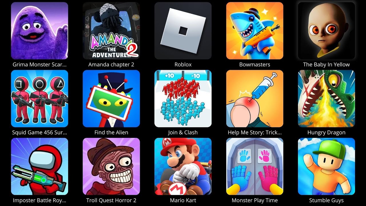 Help MeStory Tricky Games, Squid Game, Stumble Guys, Find The Alien, Roblox, Join Clash, The Baby...