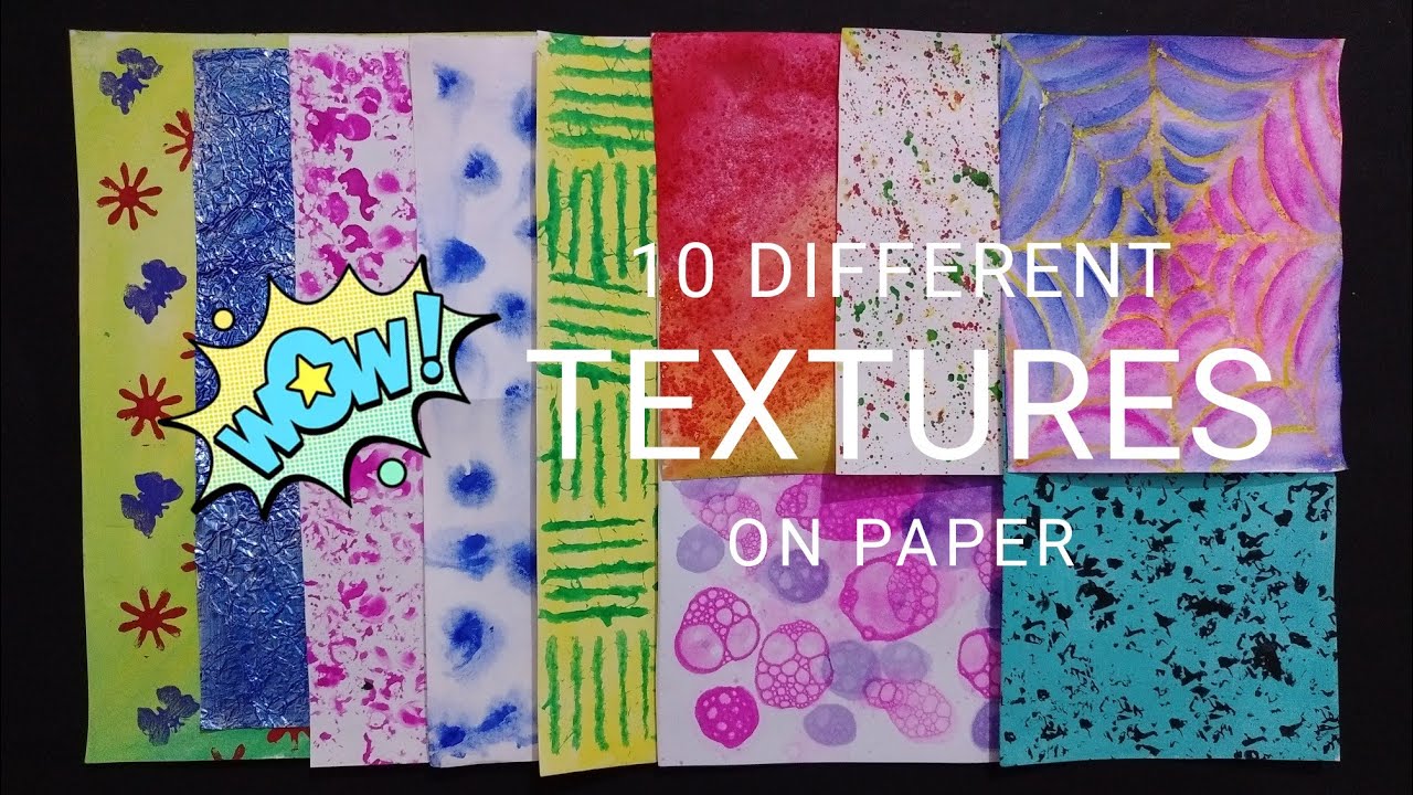 10 DIFFERENT TEXTURES ON PAPER /Art integrated project/ How to create textures / science project