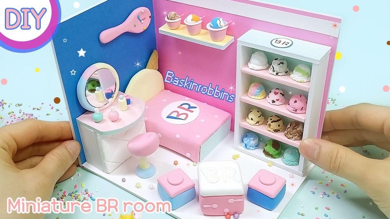 [DIY Miniature BR room] 골라만드는 재미가 있다! 배스킨라빈스31  방 만들기!! Dollhouse ice cream room ｜ 희꽁 방 만들기