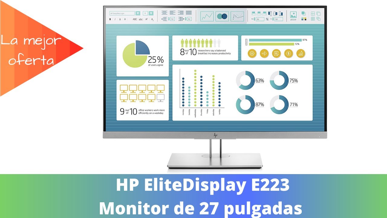 Monitor HP EliteDisplay E223 de 27 pulgadas ajustable en altura. V&iacute;deo presentaci&oacute;n.