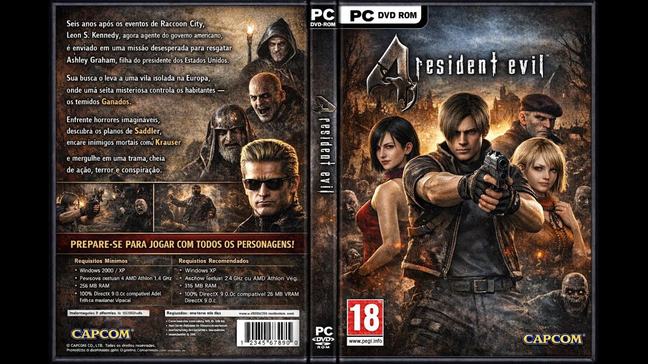 RE4  JOGUE COM LEON ,ADA,ASHLEY,KRAUSER E HUNK