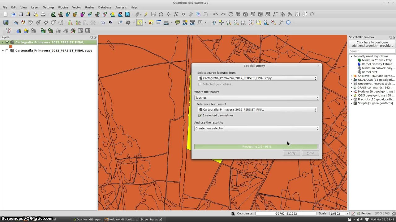 Select adjacent polygons in Quantum GIS without using 3rd party tools