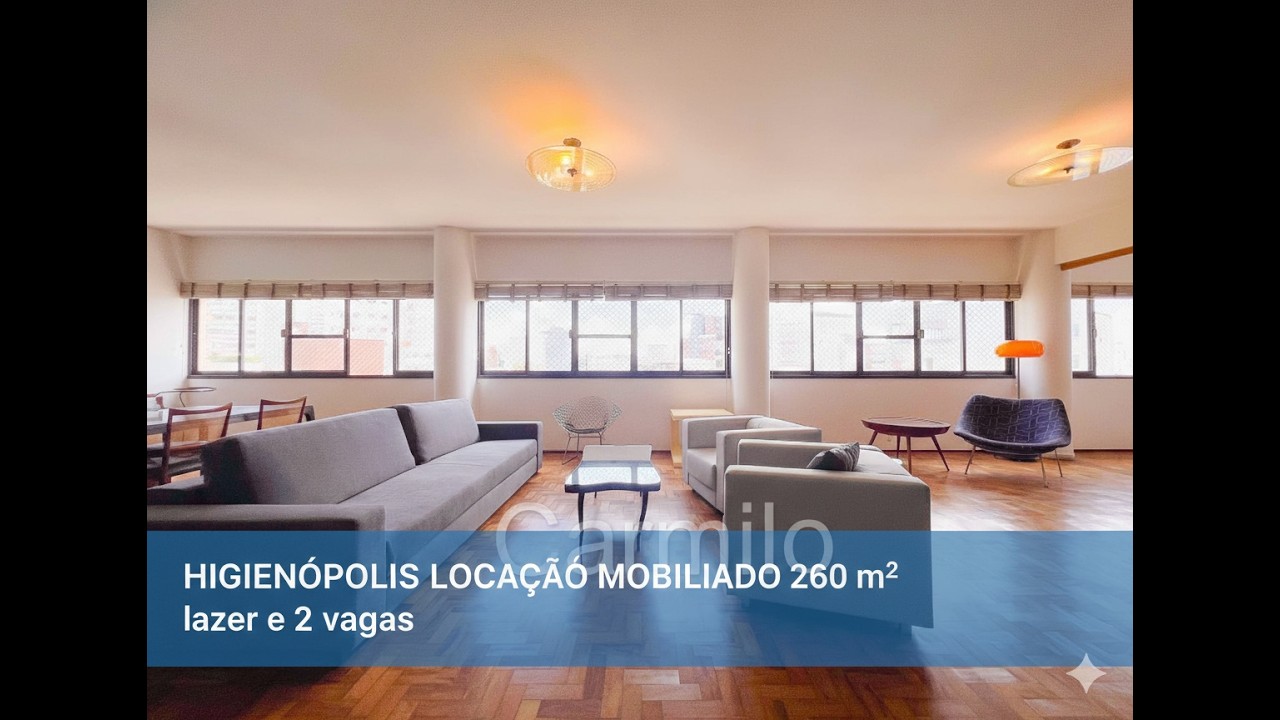 HIGIENÓPOLIS - LOCAÇÃO - MOBILIADO - Modernista, Alto, Lazer e 2 vagas. Condomínio Incrível!