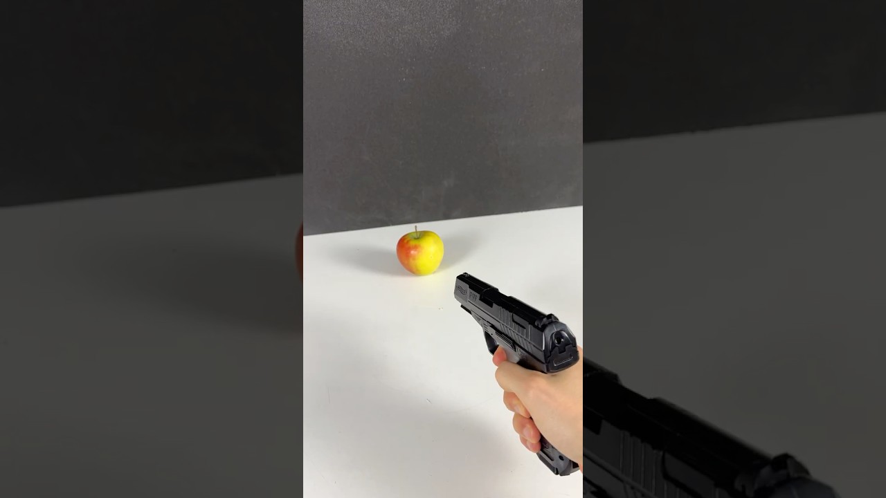 New dirt cheap Airsoft Pistol vs Apple #shorts #airsoft #experiment