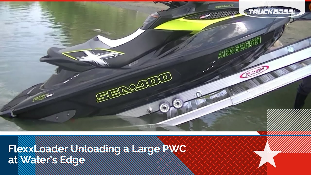 FlexxLoader Unloading a Large PWC at Water's Edge