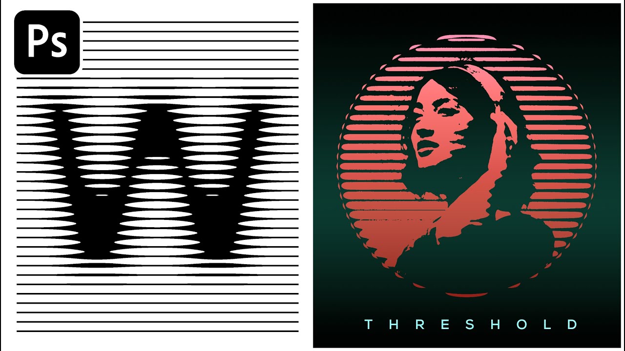 Threshold Line Effect in Photoshop | Graphic Design | Curve, Invert Adjustment Layer