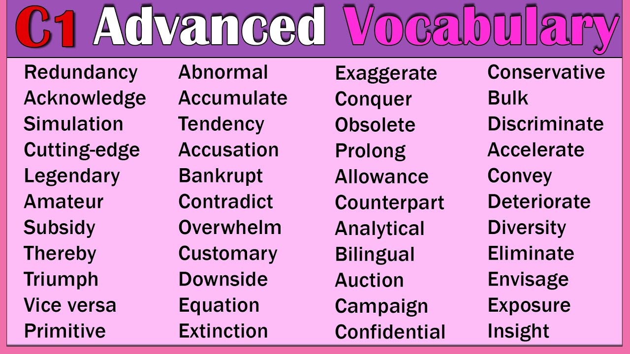 C1 Most Comprehensive Advanced Vocabulary for IELTS, TOEFL, and PTE Exams