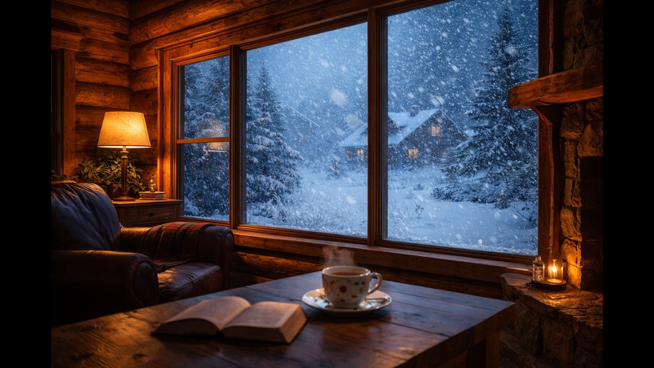Snowstorm Outside a Warm Cabin ❄️ Cozy Winter Sleep Sounds