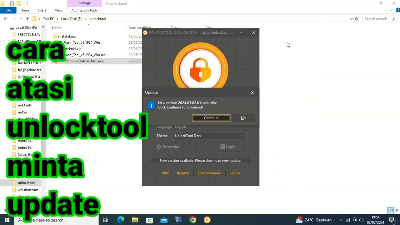 cara atasi unlocktool minta update