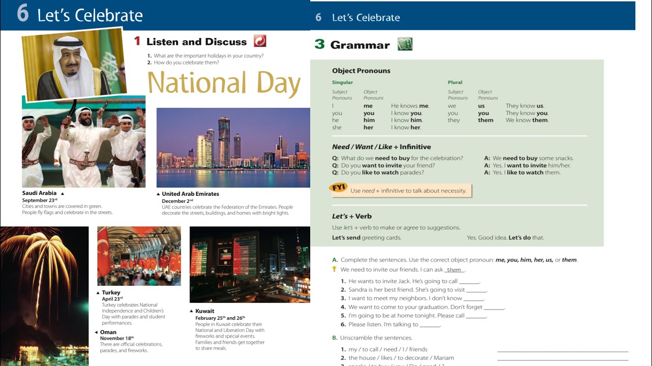 شرح إنجليزي أول متوسط Super Goal 1 - الوحدة الرابعة عشرLet’s Celebrate- Grammar الفصل الدراسي الثالث