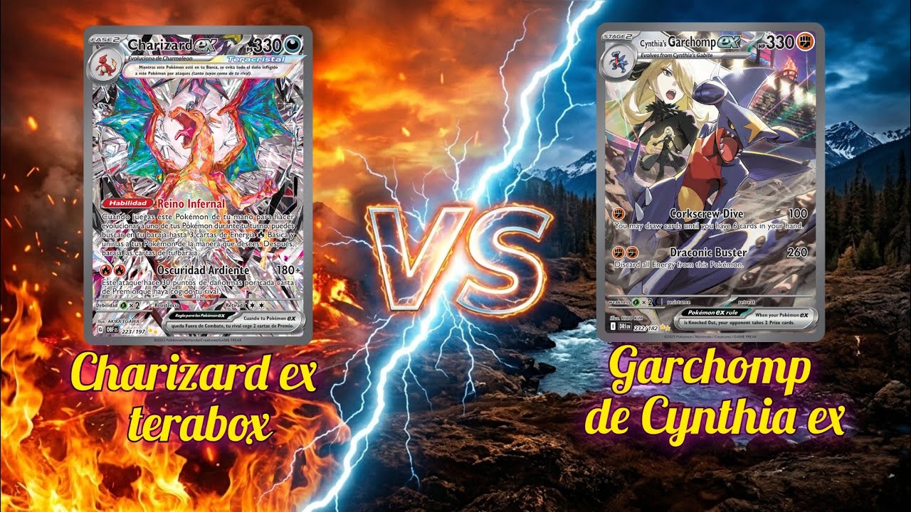 Terabox Charizard VS  Garchomp de Cynthia