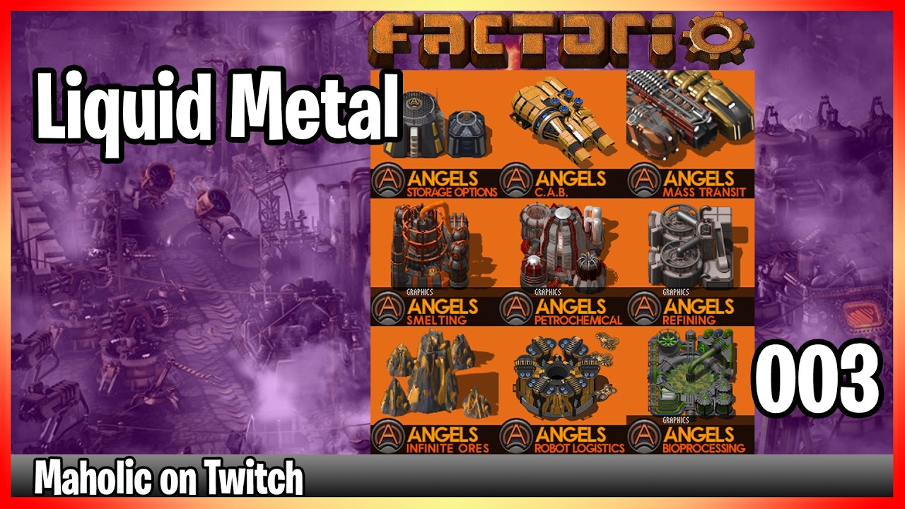 ⚙️Factorio Angels Yuoki AAI Industry Mods✅🏭➡️Liquid Metal build x03
