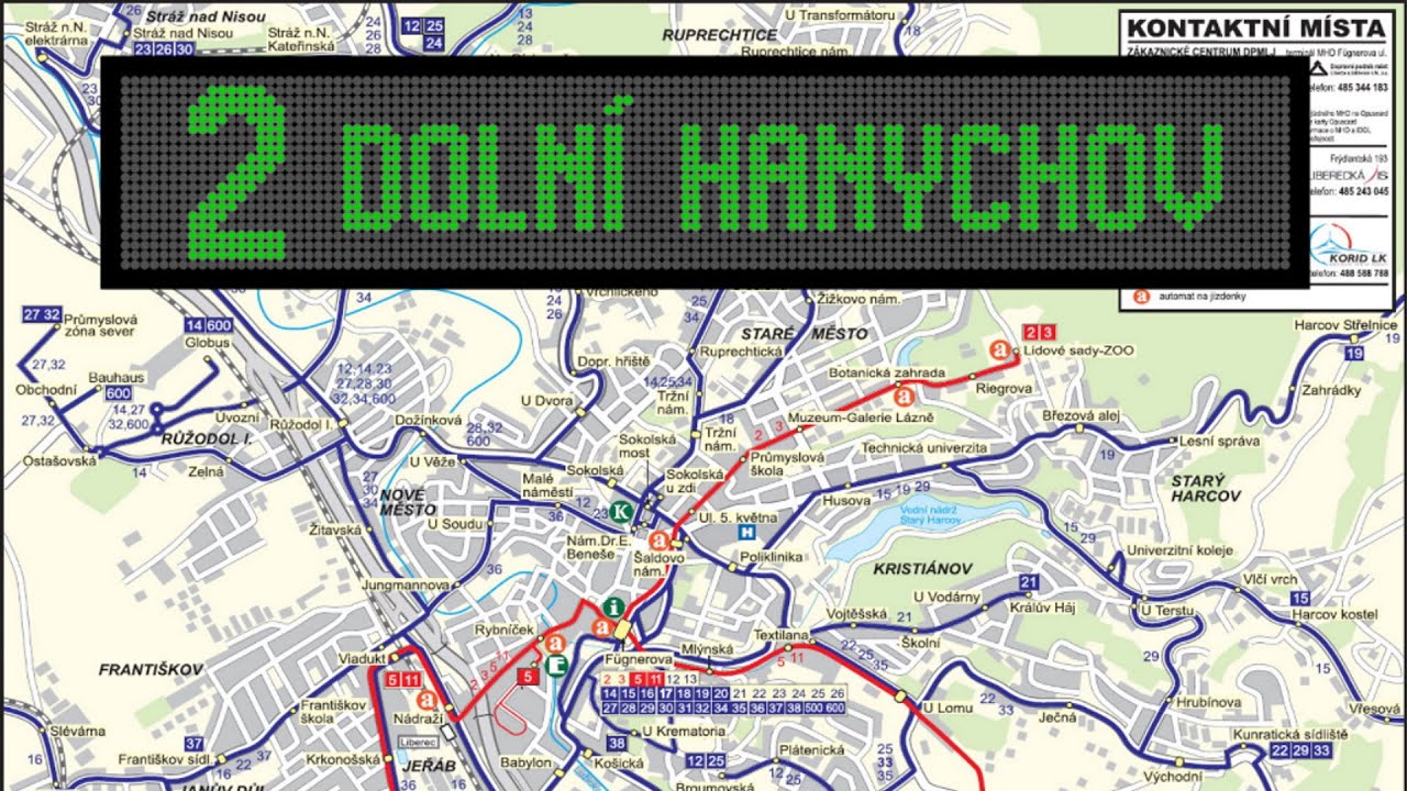 Hlášení + trasa tramvajové linky 2 | DPMLJ | Liberec