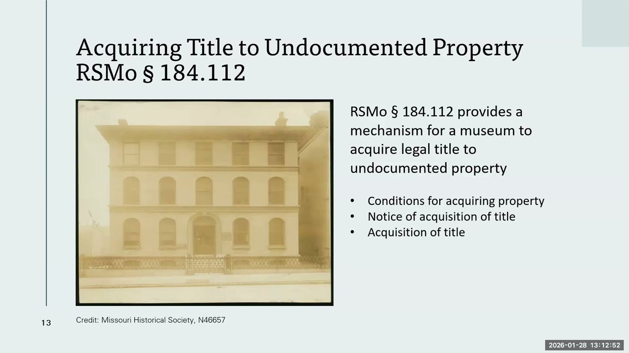 MAMA Colleague Conversation: The Case for Change: Updating Missouri's Museum Property Law