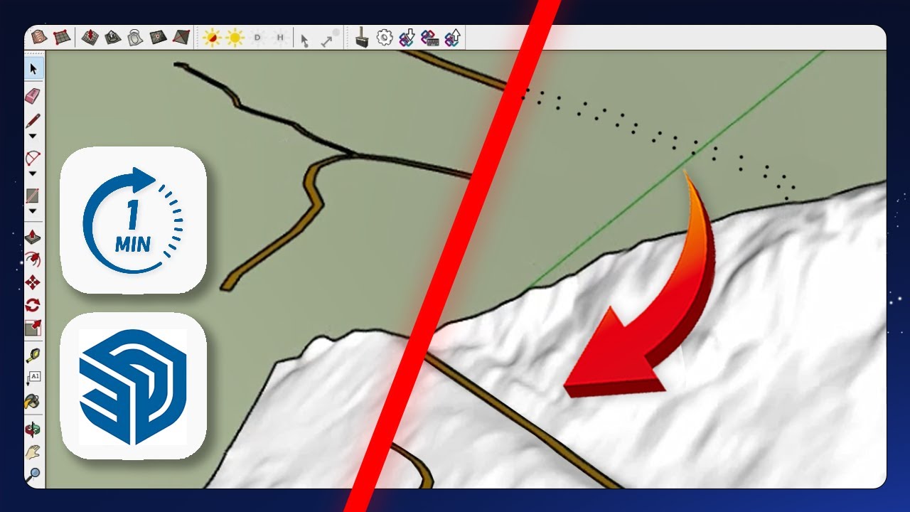 SketchUp - How to Project 2D Road Outlines onto a 3D Ground Mesh - Method 2