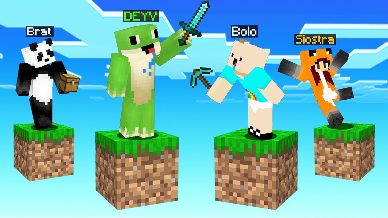 JEDEN BLOK DEYV vs BOLO vs BRAT vs SIOSTRA w Minecraft!