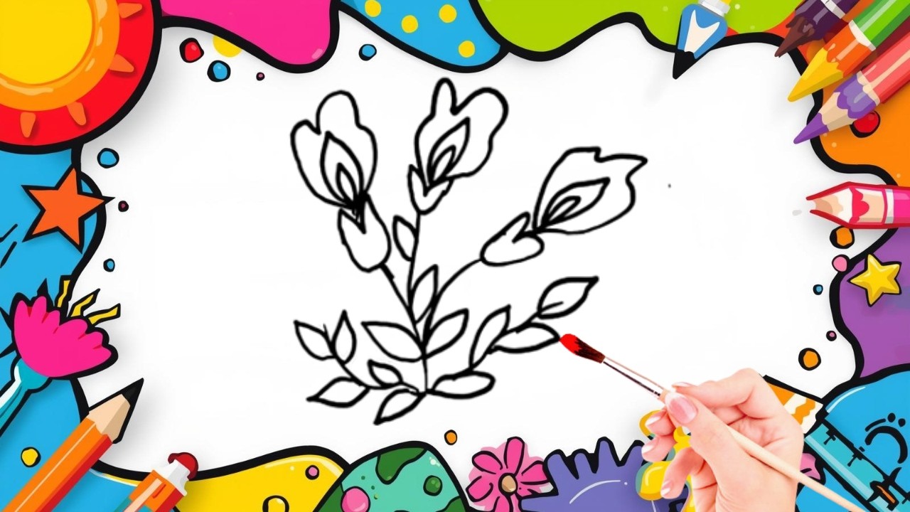 How To Draw cute Tulip Drawing, Painting & Coloring For Kids and Toddlers_🌈🎨 🐋