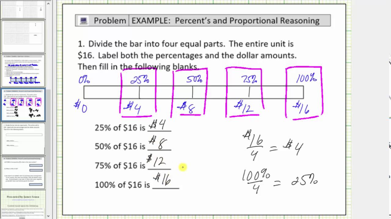 Solve Basic Percent Problems Using a Tape Diagram (Bar Diagram)