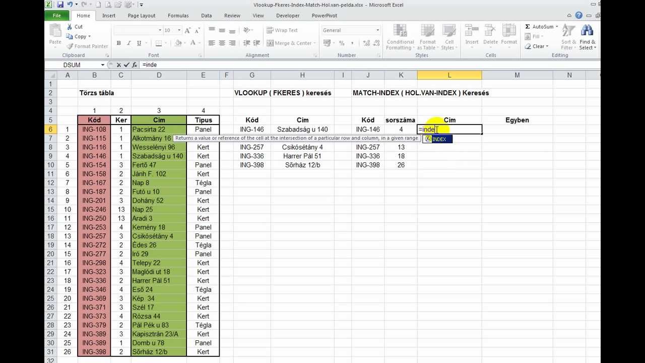 Keresőfüggvények - Vlookup (Fkeres) helyett jobb megoldás!