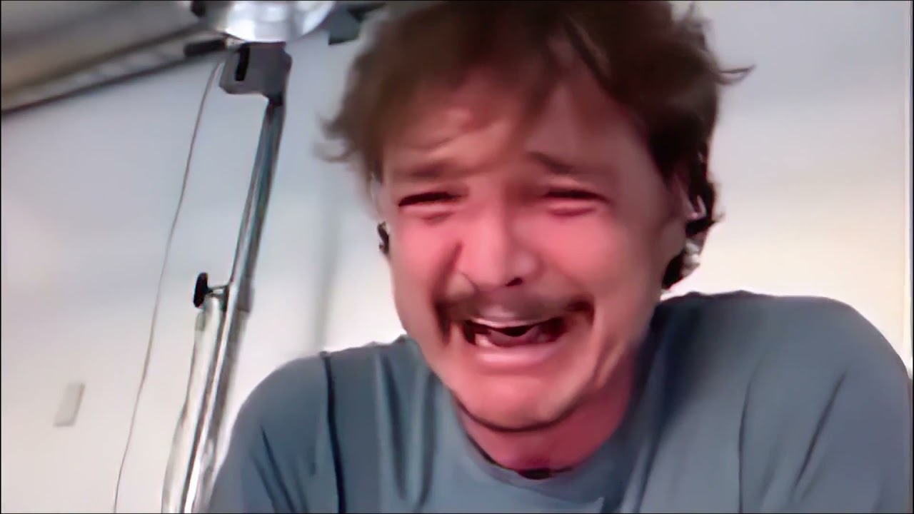 Pedro Pascal crying but it's reversed