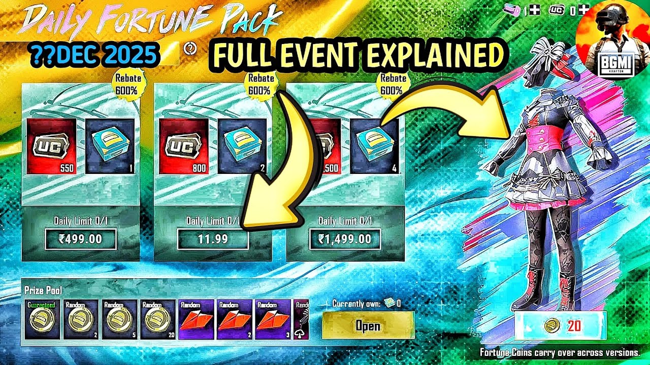 BGMI DAILY FORTUNE PACK Full information+Confirm Date