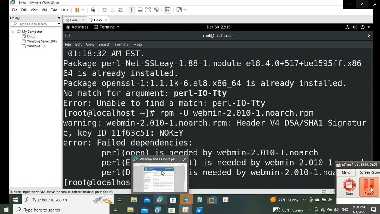 centos8 linux how to install webmin