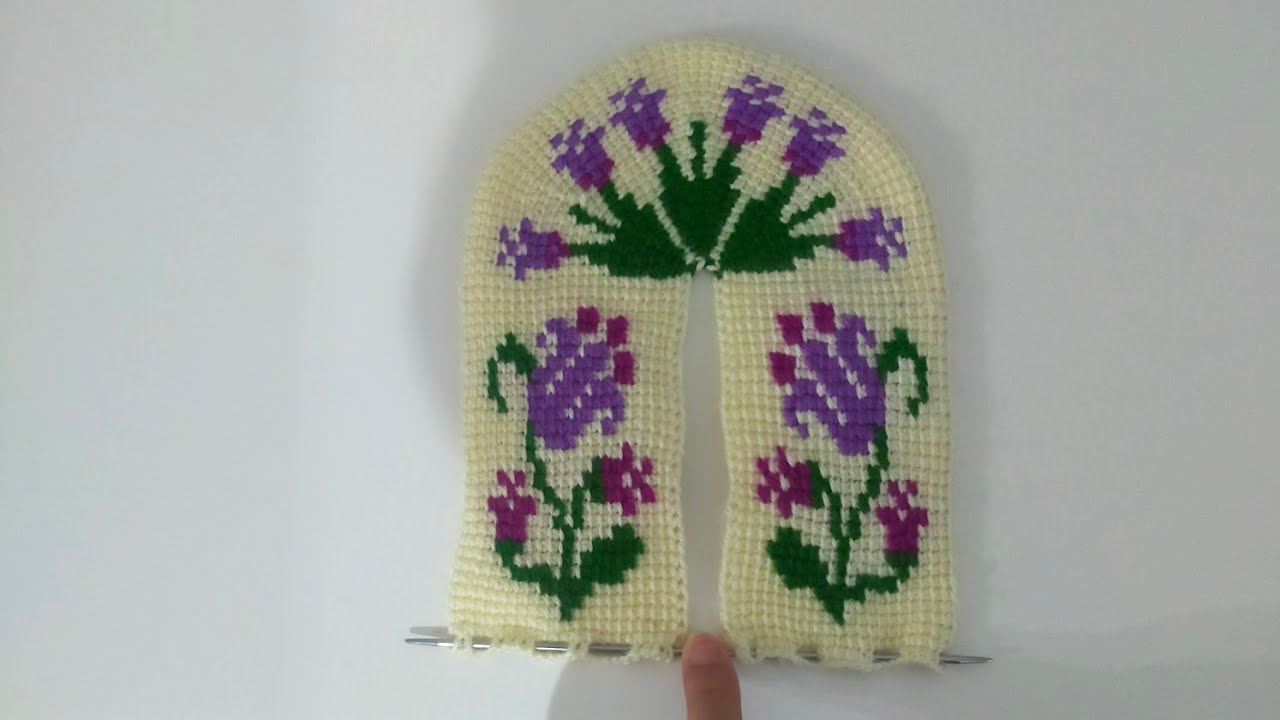 (2 video) Laleli tunus patik orta yapımı #keşfet #patikmodelleri #tunusişipatikmodelleri #knitting