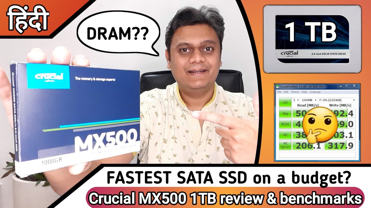 [Хинди] DRAM по бюджету! Обзор и тесты твердотельного накопителя Crucial MX500 SATA | Лучше, чем ...