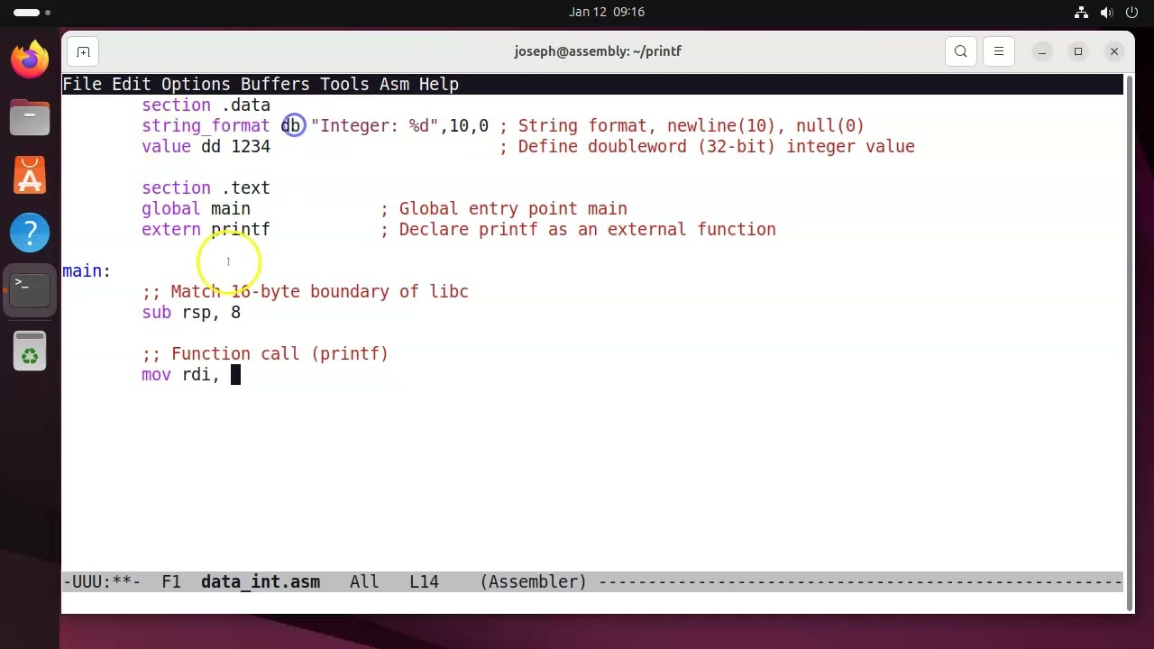 Ассемблер x86-64 - printf - целое число