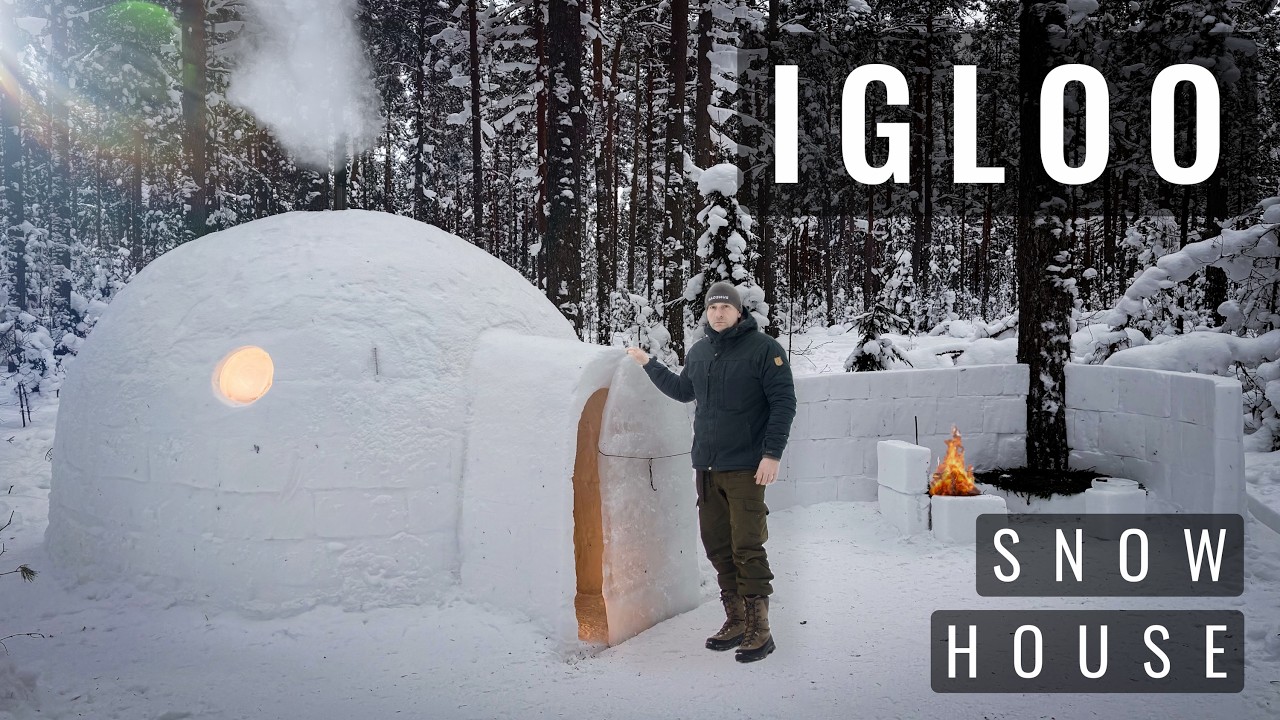 SOLO Build My Best IGLOO Ever - SNOW HOUSE - Two OVERNIGHT Stay