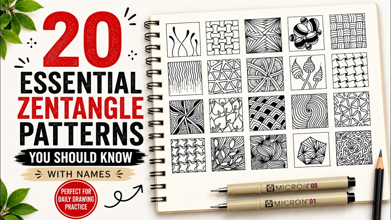 20 Essential Zentangle Patterns You Should Know | With Names