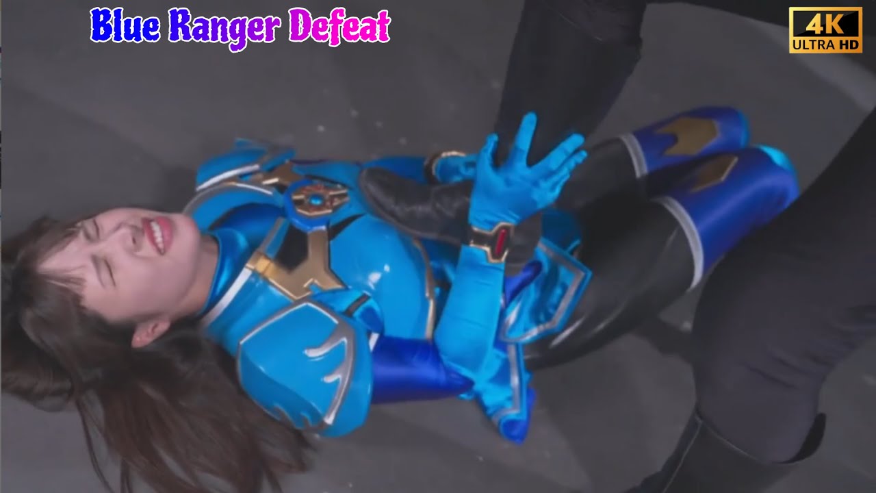 Gao Blue female power ranger defeat vs Orc and wizard
