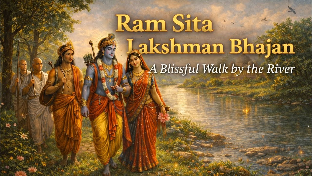 Ram Siya Ram Bhajan 🌅 Ram Sita Lakshman Divine River Walk | Peaceful Devotional Song