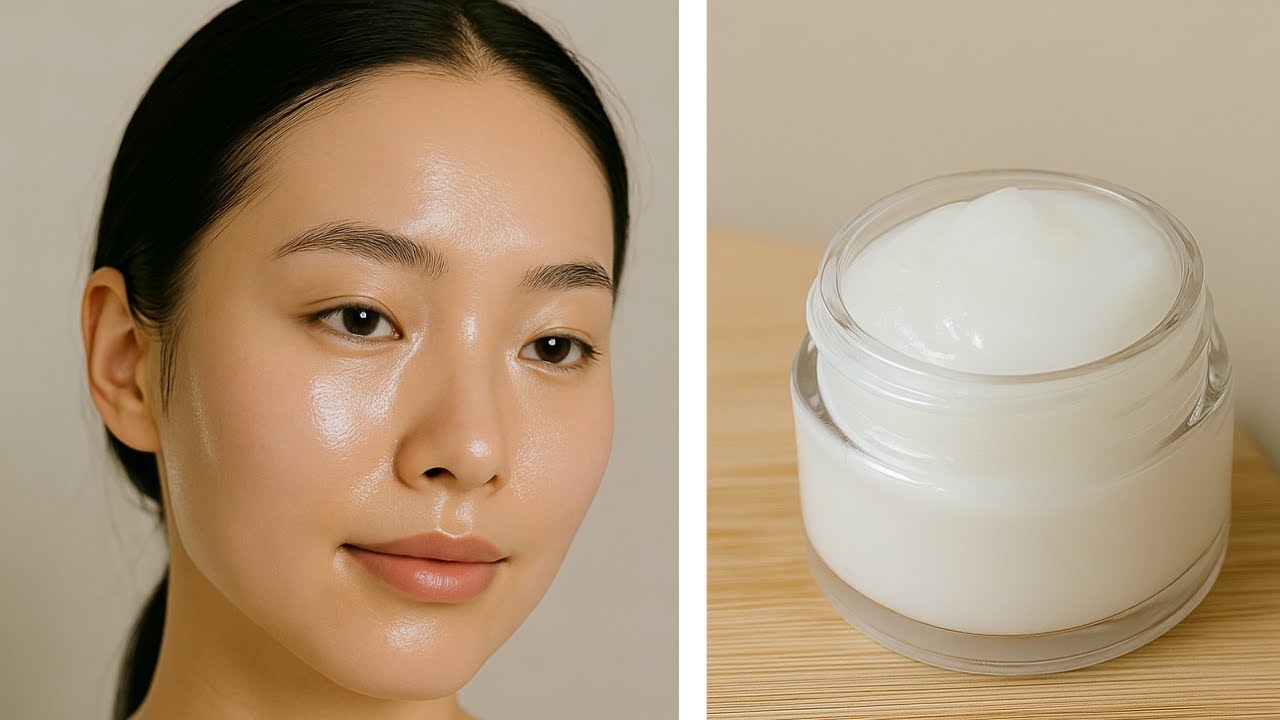 ✨ Crème Visage Coréenne Maison Anti-Âge au Riz & Aloe Vera | Peau de Verre Naturelle