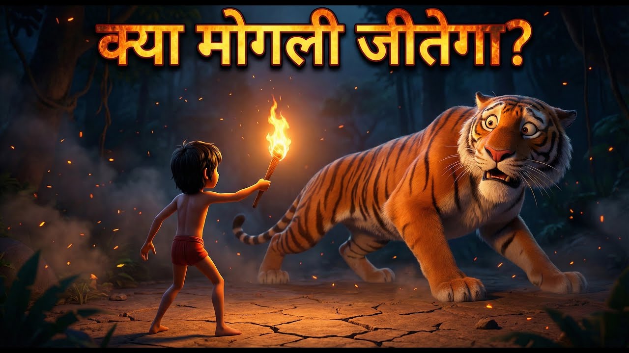 मोगली ने शेर खान को डराया! here Khan Scared of Fire! 🔥  😱 | Jungle Book #hindikahanian