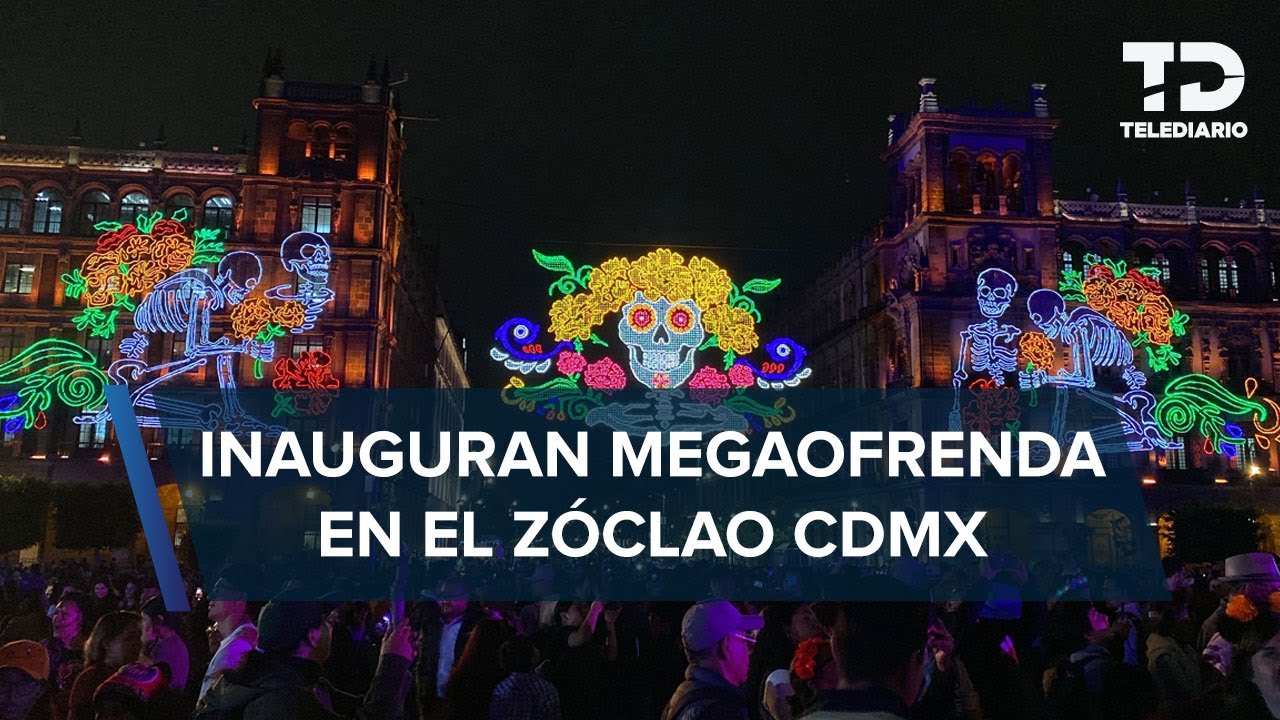 Ofrenda Monumental de Día de Muertos 2024 es encendida en el Zócalo de CdMx