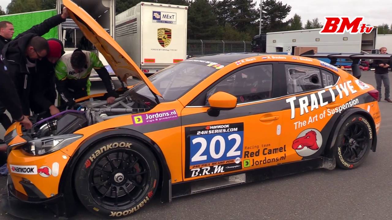 Mazda 3 sedan racecar shooting flames - Ford V8 (Marc Cars)