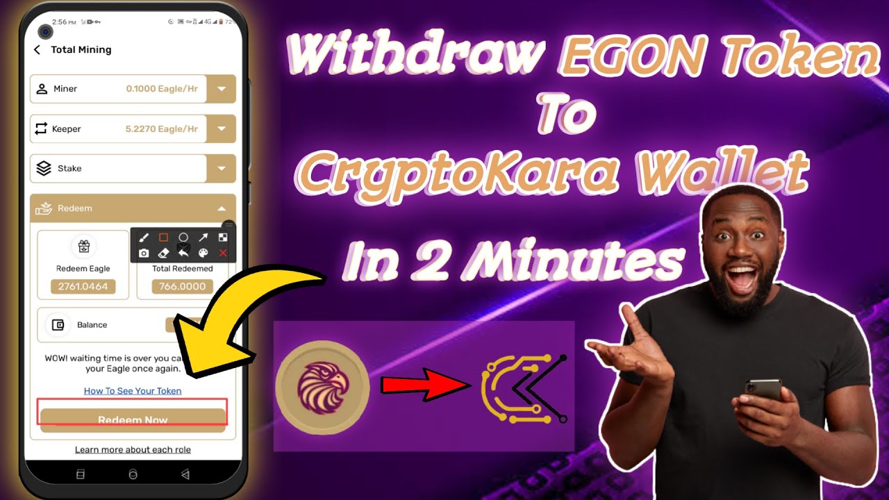Eagle Network Cryptocurrency: How To Withdraw Your EGON Token From Miner App To CryptoKara Wallet
