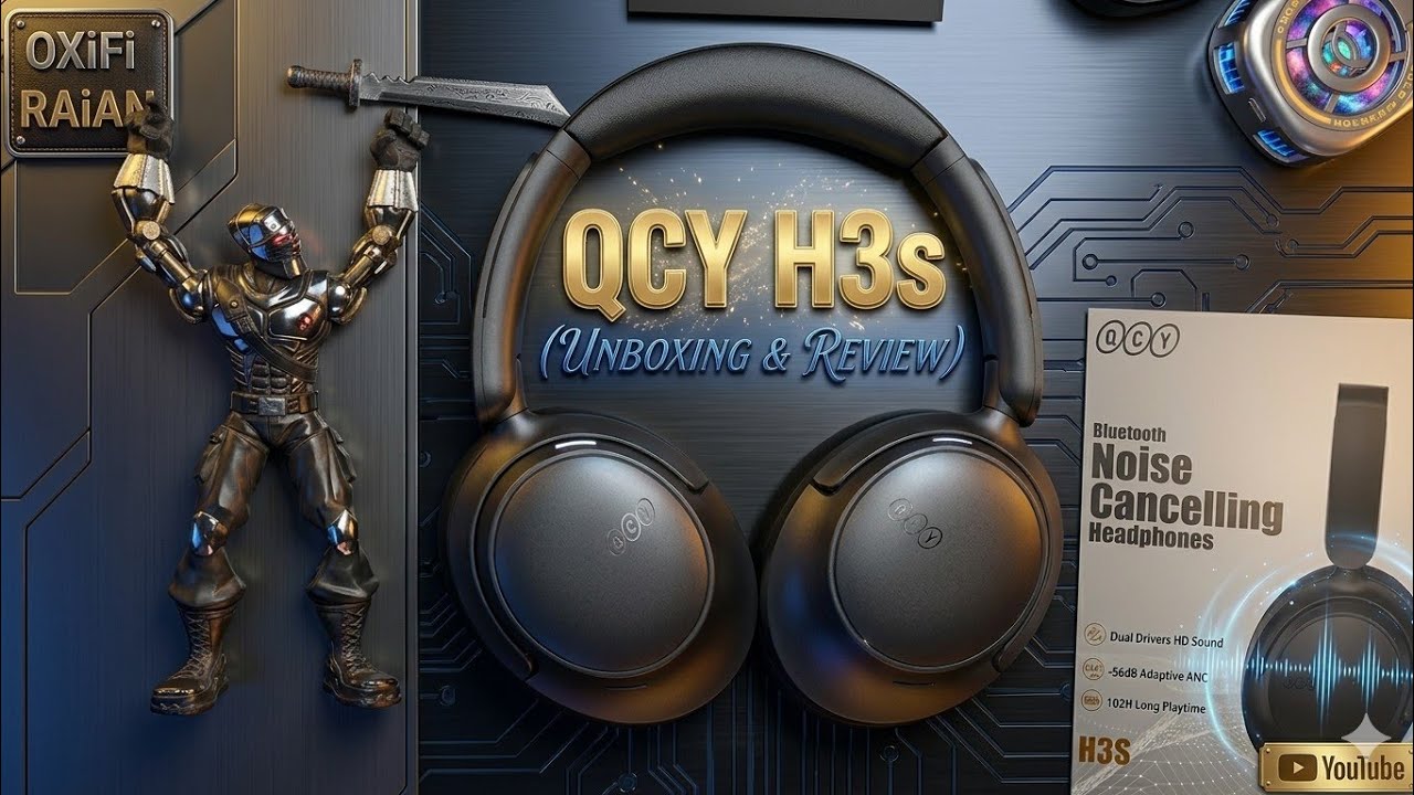 QCY H3s latest headphone with dual driver, ANC review . Budget,  #QCY #ANC #Bluetooth. Unboxing tech