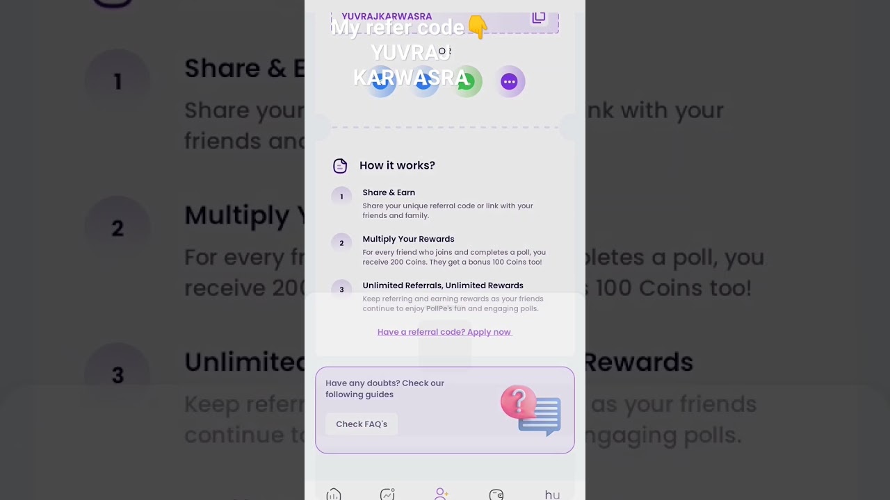 pollpay refer code free 100 coin to refer // free earn app #shorts #earn
