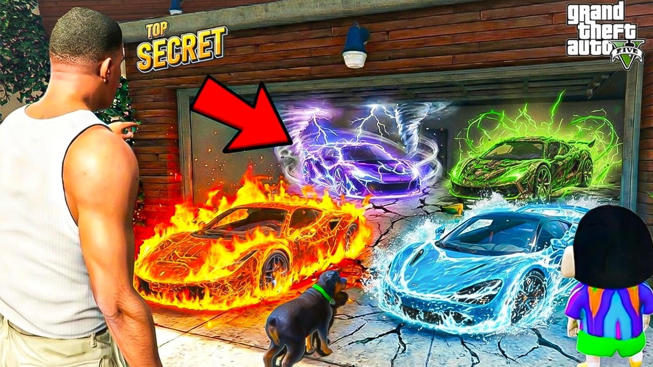 Franklin & Shinchan Found MOST SECRET ELEMENTAL CARS in Franklin Garage in GTA 5 || SHINCHAN & CHOP