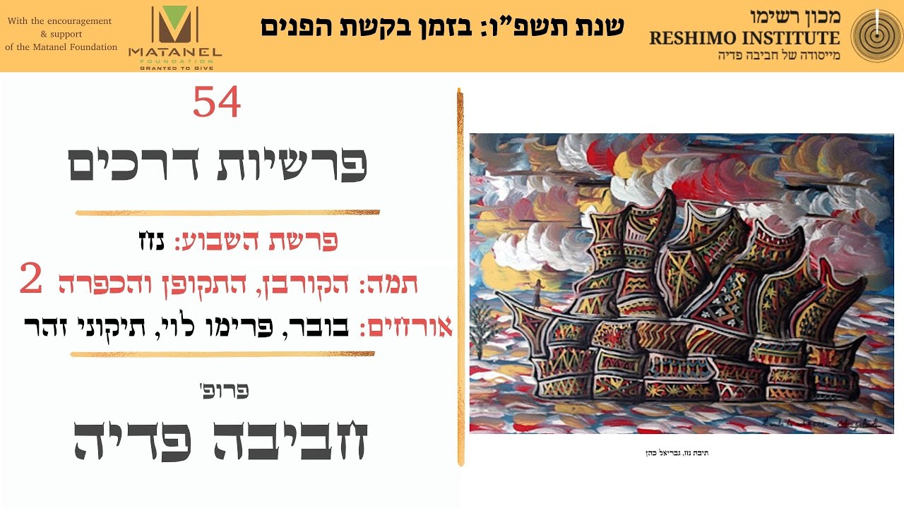 שנת תשפ”ו: בזמן בקשת הפנים: הקורבן, התוקפן והכפרה - פרופ' חביבה פדיה: 54 פרשיות דרכים