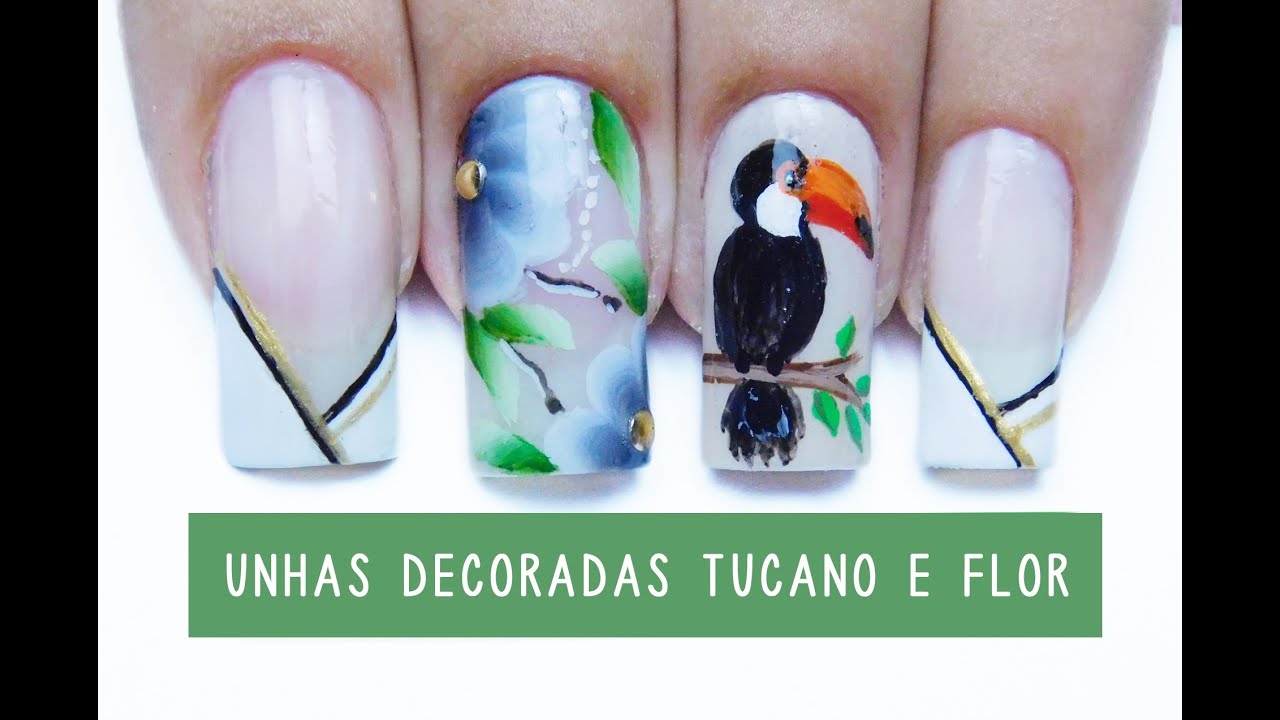 Unhas Decoradas Tucano e Flor | Aline Makelyne