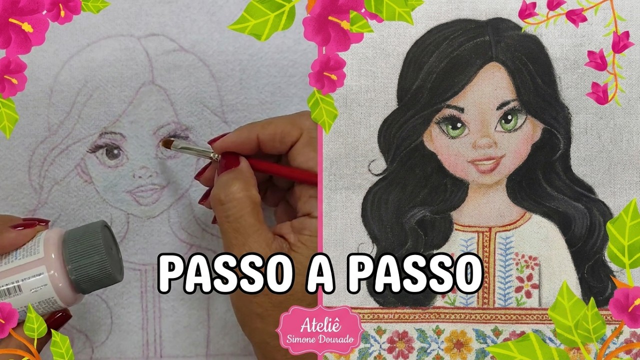 Pintura Boneca para Pano de Prato - 01