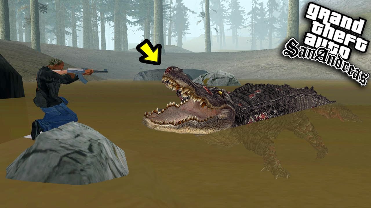 شاهد أكبر وأخطر تمساح في جي تي اي سان اندرياس GTA San Andreas Crocodile Mod