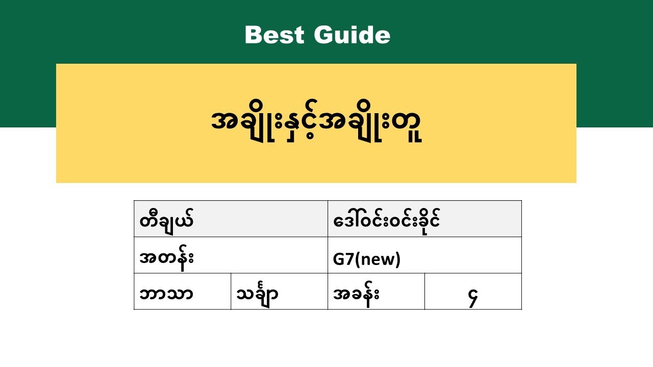 [BG] G7(new) Mathematics - အခန်း(၄) အပိုင်း(၃)