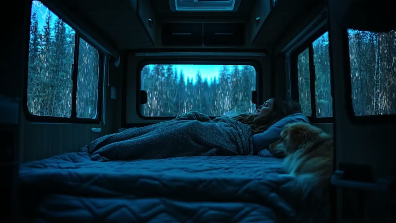 🌧️ Heavy Rain on the Roof of the Campsite - ASMR Thunderstorm sounds for Insomnia ⚡