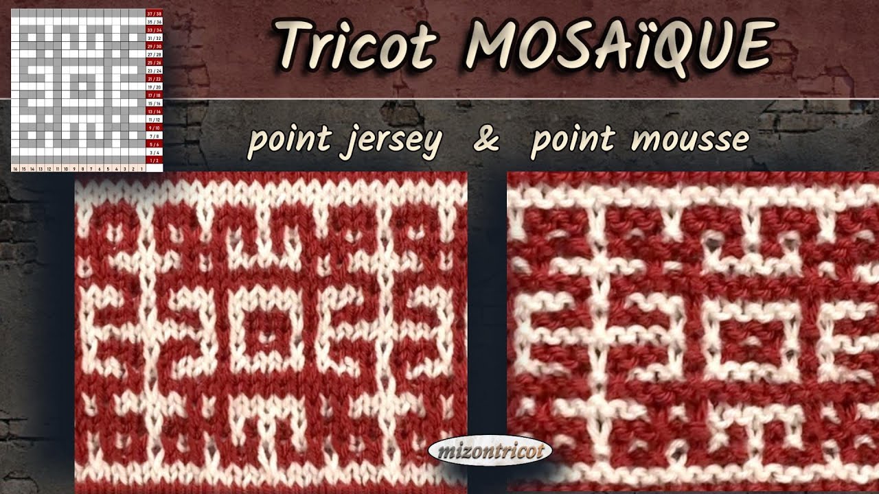 [TRICOT]  La technique MOSAïQUE ♥ en point JERSEY et en point MOUSSE 🐑