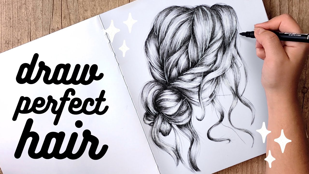 How To Draw Real Hair With Ink (Anyone Can Do This Method) // ✽ HAIR LINE ART TUTORIAL ✽